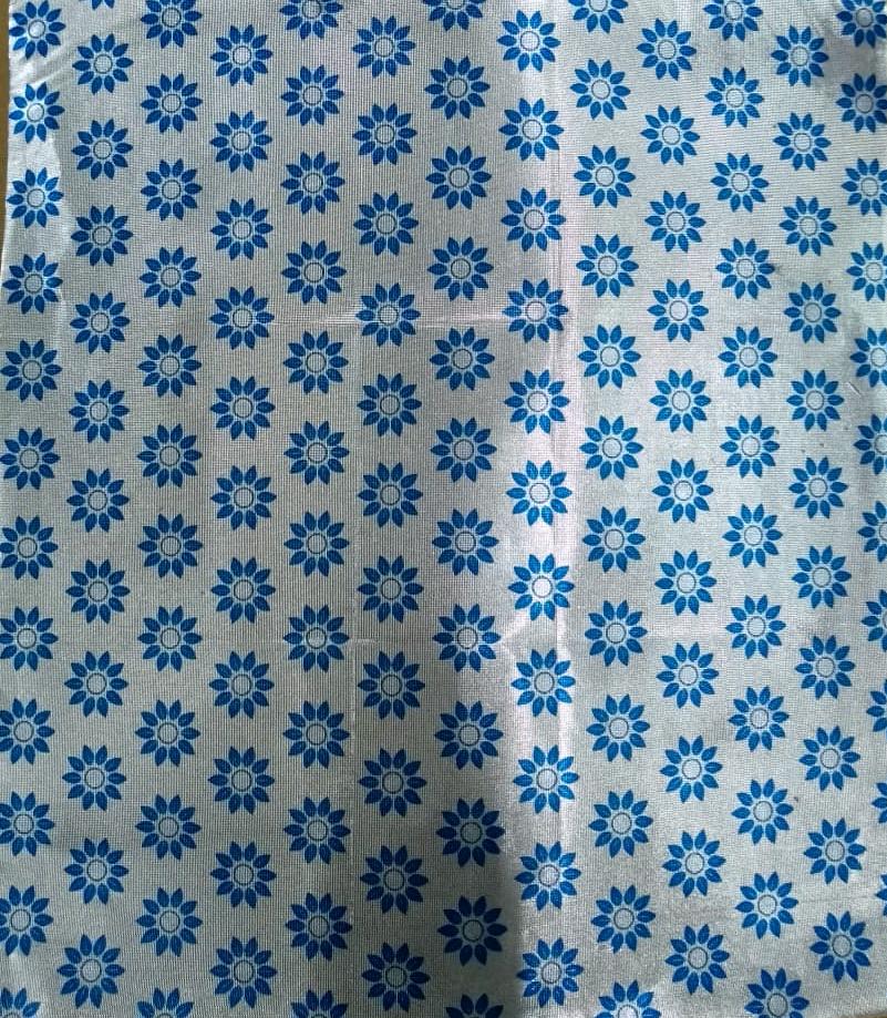 Floral Printed Foil Wrapper-Silver/Blue