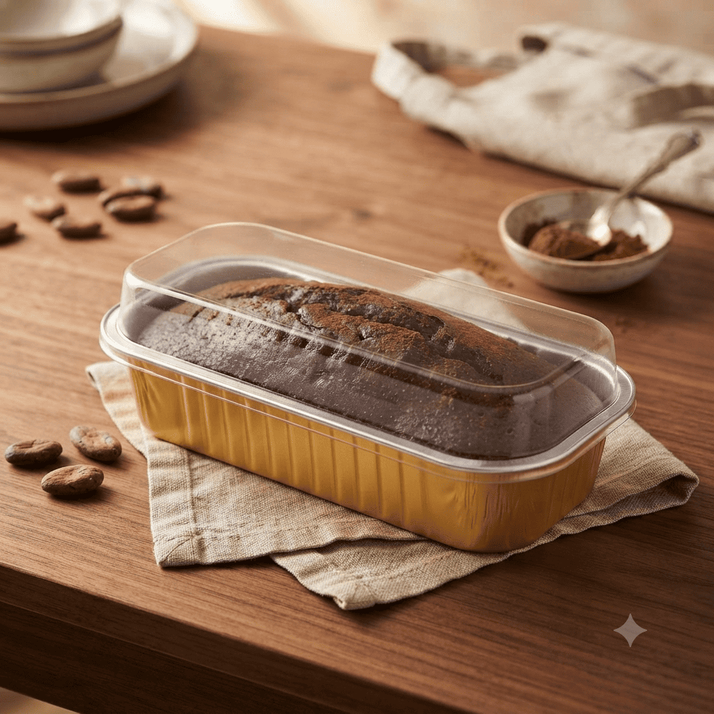 Rectangle Golden Foil Baking Cups-200ml With Transparent lid
