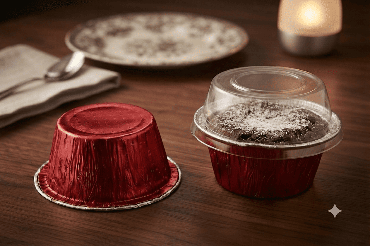 Red Colour Chocolava Cups (100ml) with Transparent Lid