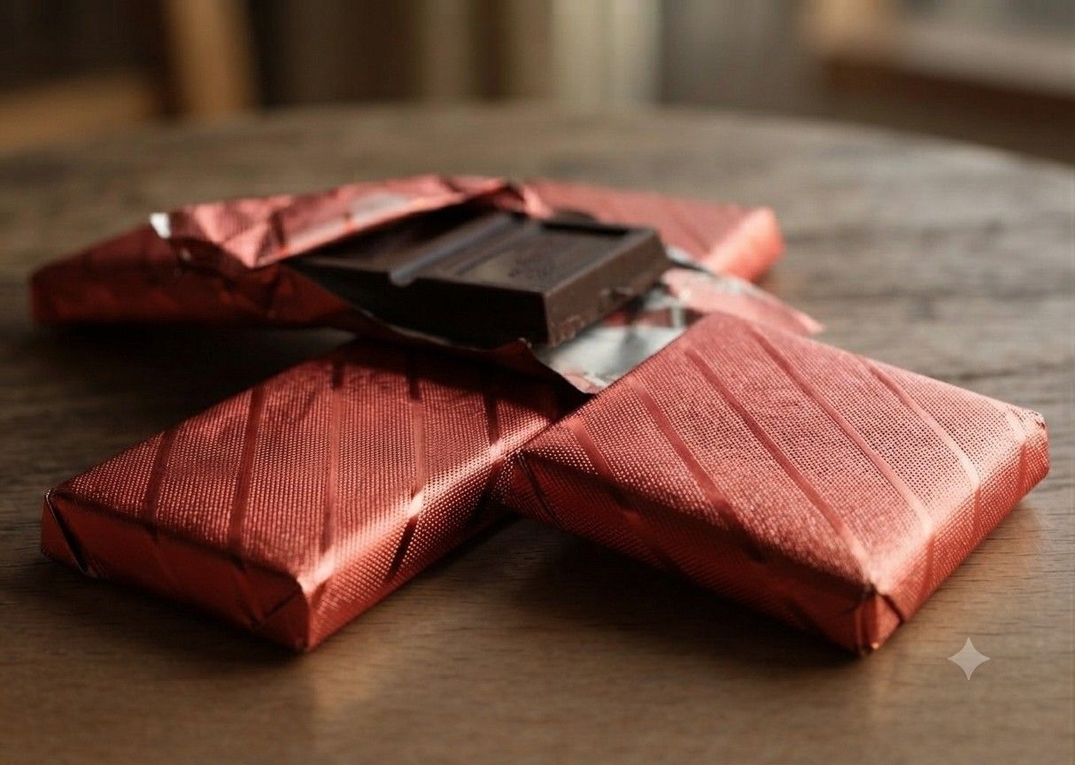 Line Embossed Red Colour Chocolate Foil