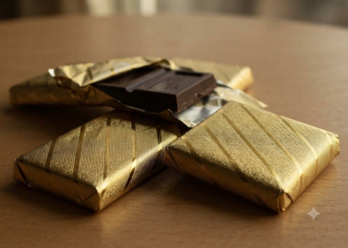 Line Embossed Golden Colour Chocolate Foil
