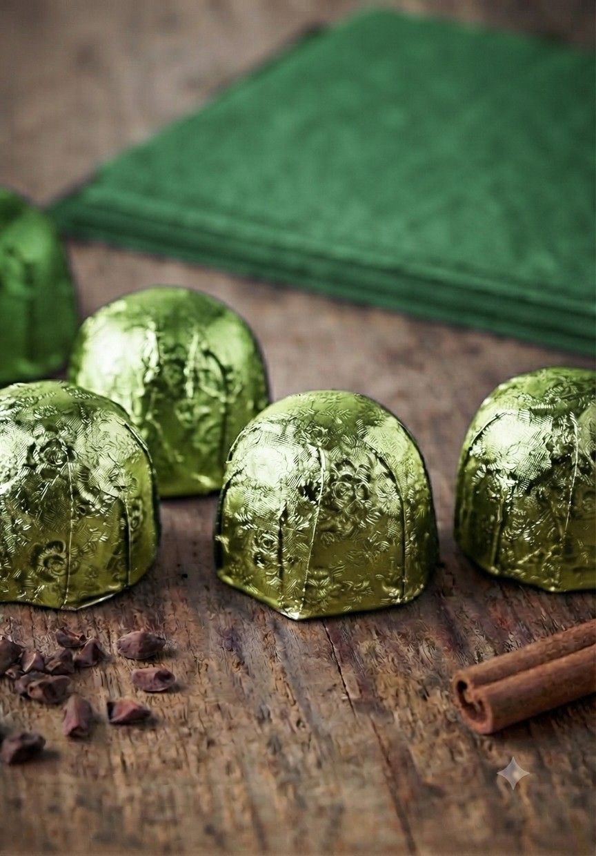 Floral Embossed Green Colour Chocolate Foil