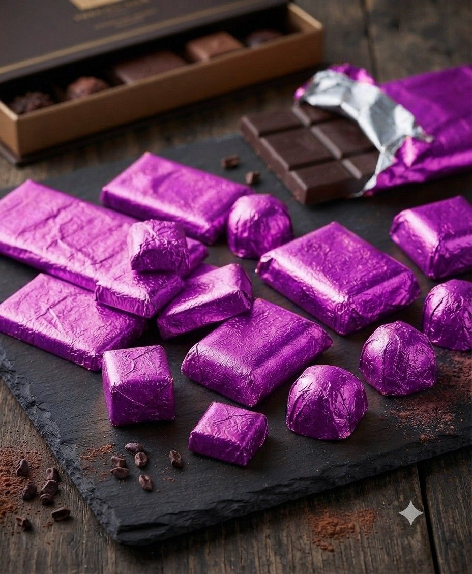 Lavender Colour Plain Chocolate Foil Wrapper