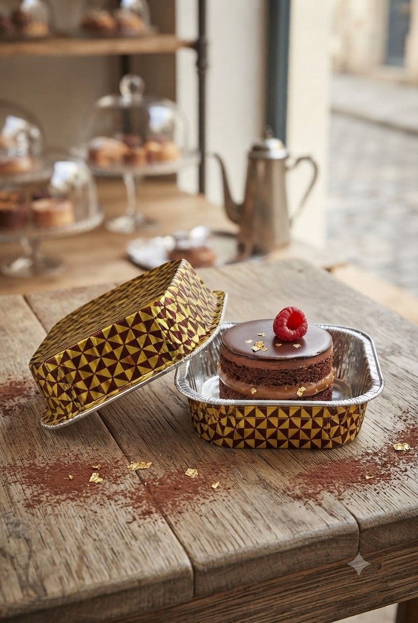Square Baking Cups-135ml (Golden/Brown checks)