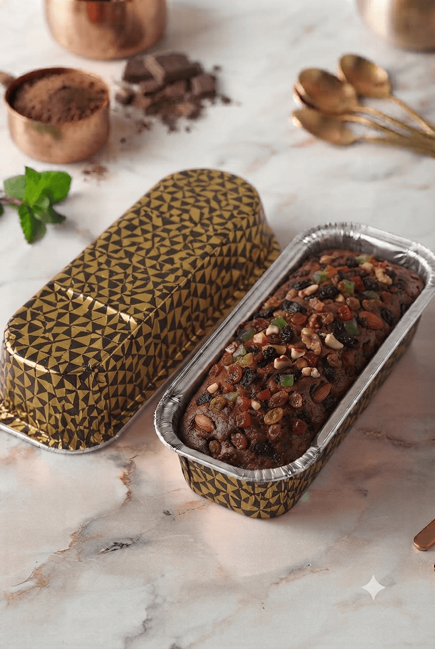 Rectangle Golden Foil Baking Cups-200ml (Golden and Brown checks)
