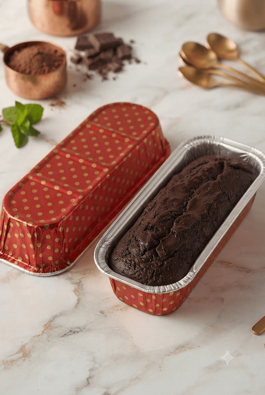 Rectangle Golden Foil Baking Cups-200ml (Red /Golden dots)