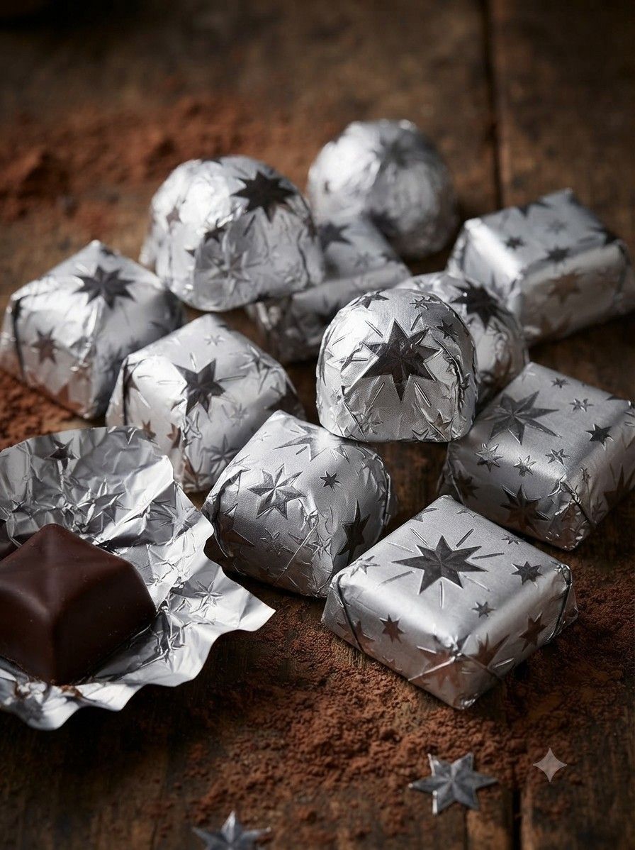 Silver Big Star Embossed Chocolate Foil Wrapper